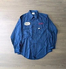 Vintage  Deadstock NWT 70s Big Mac Chainstitch Navy Shirt Men's L General Motors