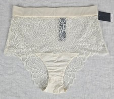 Calvin Klein Womens Lace Panty Underwear Medium Ivory High Waisted Briefs Tanga