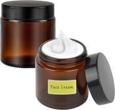 2 Pcs Amber Glass Jars, 100ml Empty Cosmetic Jars with Lids und Inner 100 ml 