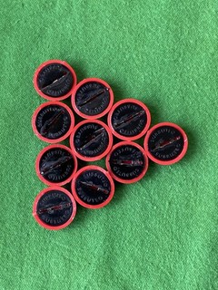 SUBBUTEO SET OF 10 HEAVYWEIGHT BASES RED OUTER BASES WITH BLACK INNER DISCS.