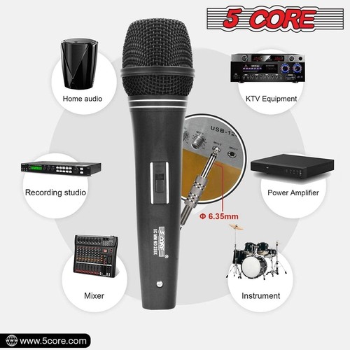 5Core XLR Microphone Dynamic Mic Karaoke Singing Studio Microfono Handheld Mics - Picture 8 of 14