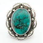 UNIQUE Turquoise & Sterling Silver Ornate Southwest Statement Ring, US 9