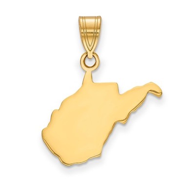 14k Gelbgold West Virginia State Umriss Anhänger Halskette Karte Charm Schmuck