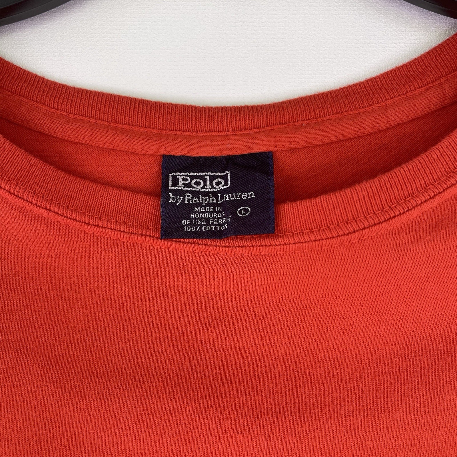 Polo Ralph Lauren uomo grande arancione verde pony manica lunga t shirt girocollo