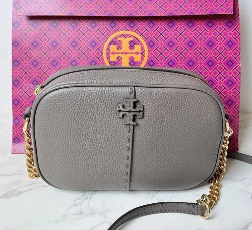 Borsa a tracolla nuova per fotocamera Tory Burch McGraw in pelle