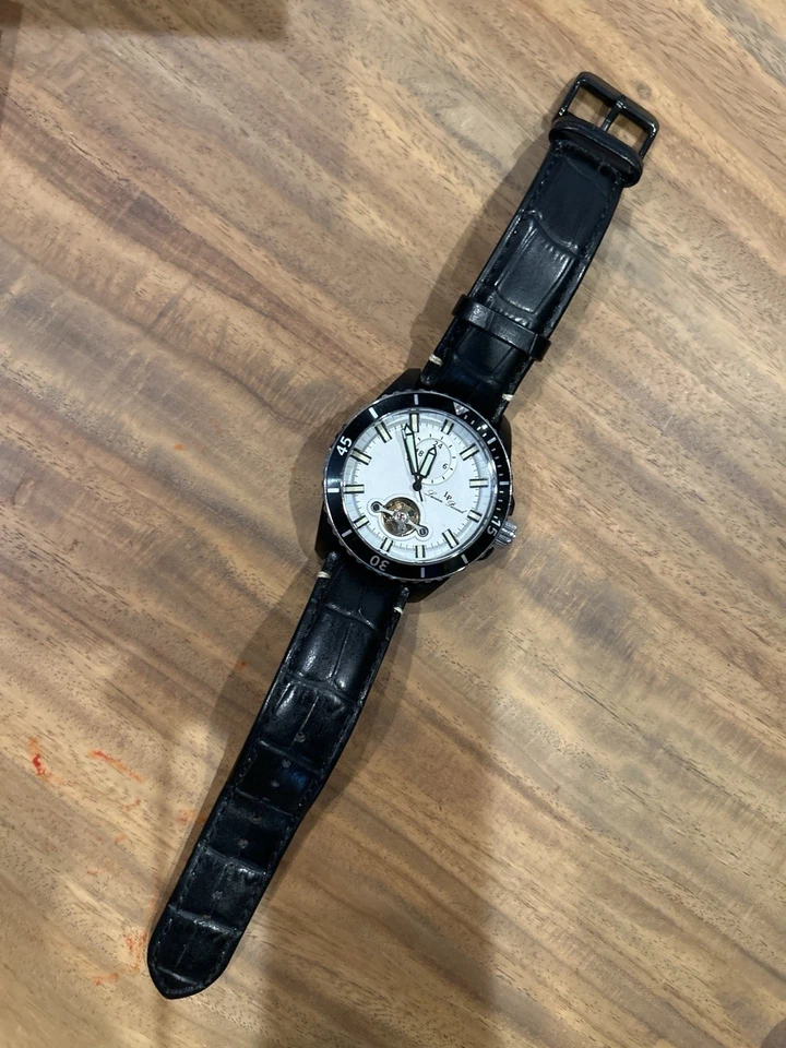 Reloj pulsera Lucien Piccard LP-1298A4 automático 44 mm corazón abierto esfera blanca para hombre” Foto 4 de 4