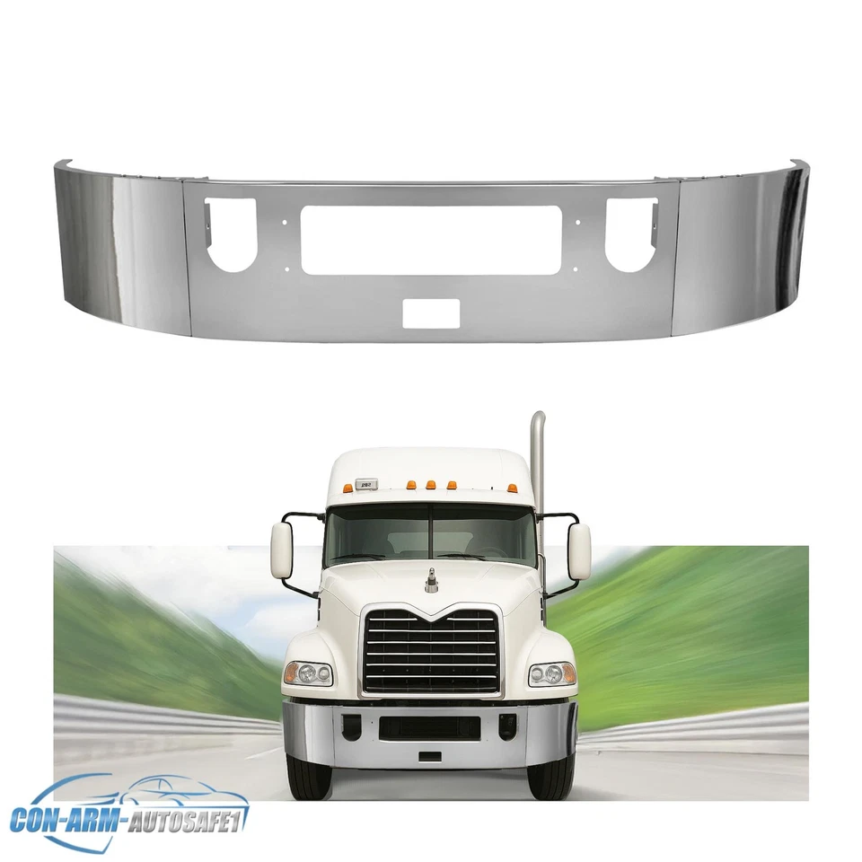 16" Chrome Front Bumper W/ Tow Center Step For Mack CXU 613 2008-2019 2018 - Imagem 3 de 3