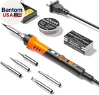 60W Adjustable Temperature Soldering Iron Kit - 9-In-1 with 5 Tips, Solder Wire