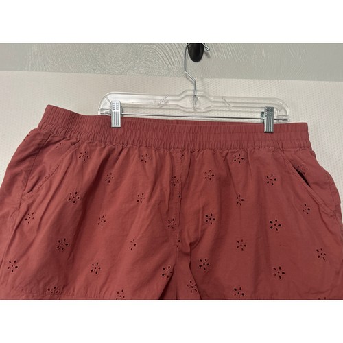 Maurices Red Eyelet Lace Hem Shorts Elastic Waist Pockets Casual Summer XXL - Bild 3 von 11