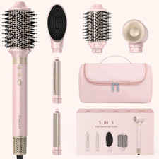 5 in 1 Ionic Hot Air Styler, 1400W Powerful Hair Dryer Brush, Auto-Wrap Curlers,
