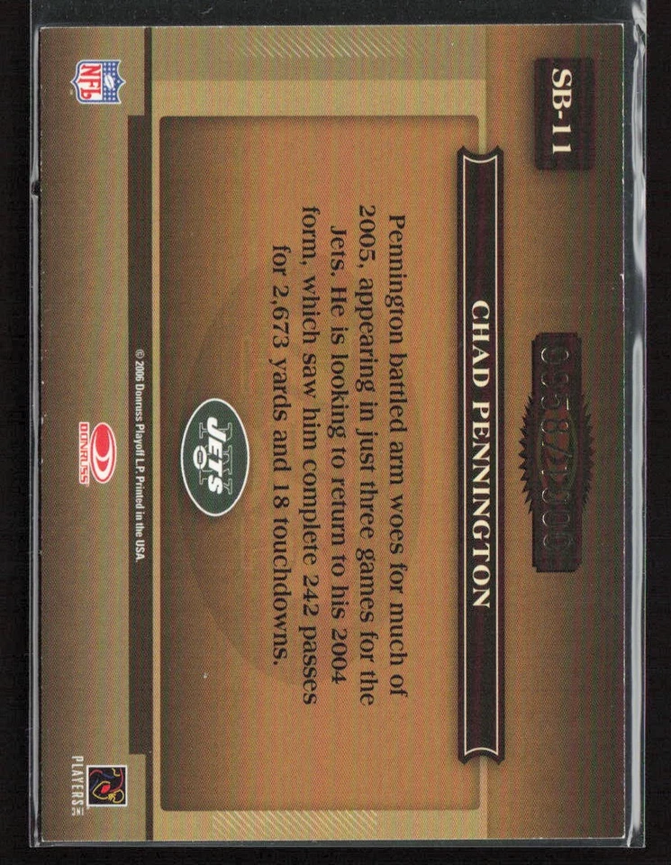 Chad Pennington 2006 Donruss Classics #SB-11 Sunday's Best Bronze /1000 - Image 2 of 2