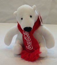 Coca Cola Coke Mini Plush Polar Bear w/ Holiday Red Scarf 4  Stuffed Animal NEW 