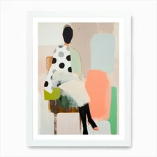 Woman without Face. Geometry Patter Framed Wall Art Poster Canvas Print Picture