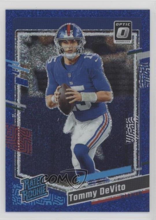 2023 Panini Donruss Optic Rated Rookie Blue Glitter Prizm Tommy DeVito #280 0m3j