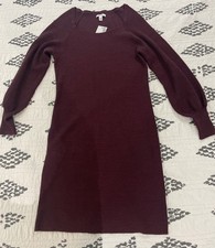 NEW Nine West Dress XL Maddie Plum Metallic Bodycon Sweater Dress. Stretchy