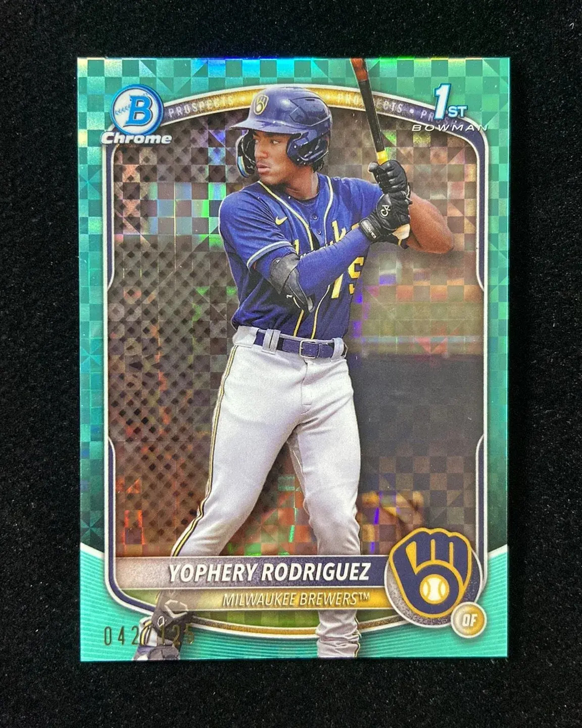 2025 Topps Bowman Chrome Yophery Rodriguez 1ST #BCP-36 Aqua X-fractor 42/125 HD