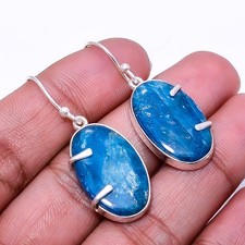 Natural Neon Blue Apatite -Bahia Mines 925 Sterling Silver Earring 1.56