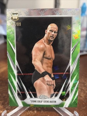 2026 Topps Chrome Logofractor WWE STONE COLD STEVE AUSTIN Green Refractor /99 #7