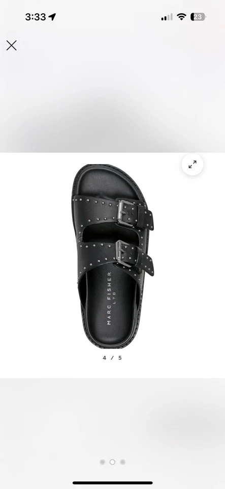 Sandalias Marc Fisher negras y plateadas con tachuelas talla 10 para mujer apenas usadas Foto 3 de 4