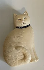 Ceramic Tabby Cat Sitting Trinket Jewelry Box Special Gifts Crowning Touch