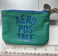 Aeropostale Window ID card holder Coin Purse Travel Key Chain Blue Green Y2K