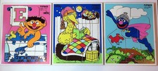 LOT of 3 Vintage Sesame Street Wooden Puzzles Playskool ERNIE, BIG BIRD, GROVER