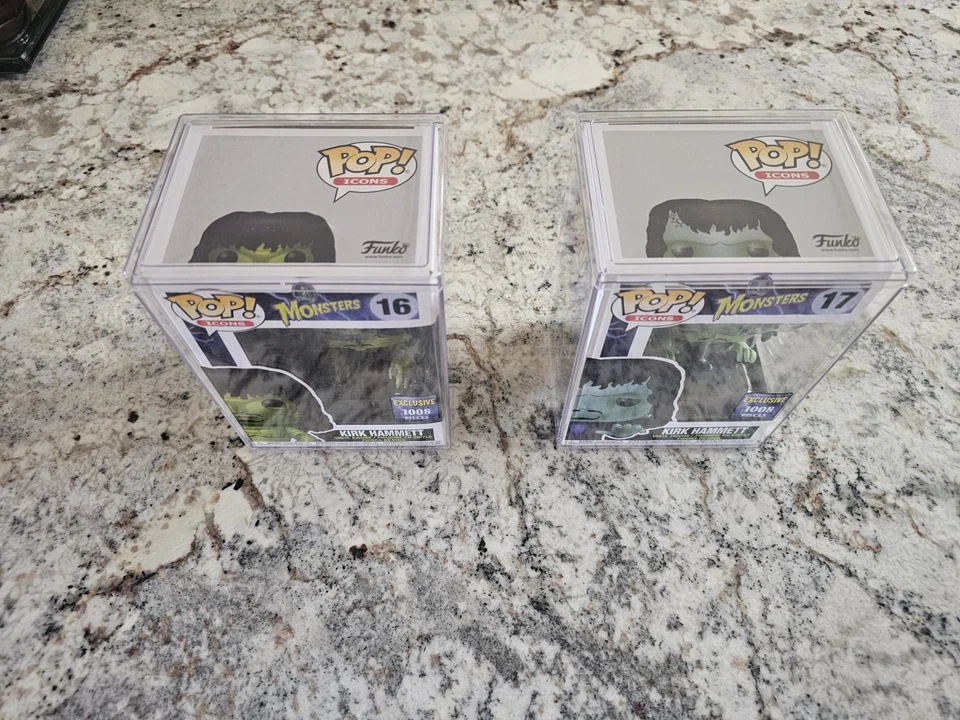 Funko Pop! Icons Monsters 16 & 17 KIRK HAMMETT Vinyl Figures w/ HardStacks New - Image 2 of 4