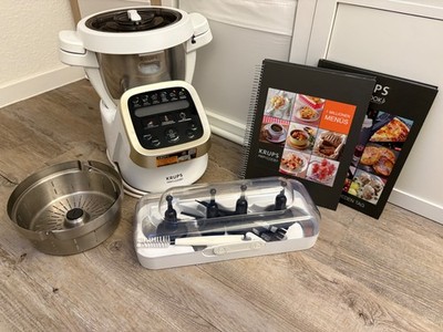 Krups Prep & Cook Küchenmaschine HP503 Multikochmixer mit Zubehör + Kochbuch Set