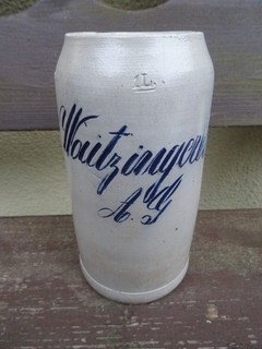 Bierkrug Waitzingerbräu A.G. Geritzt Eichung vorne Brauereikrug
