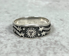 Sun Moon and Stars Ring 925 Sterling Silver Fine Celestial Jewelry size 13.75