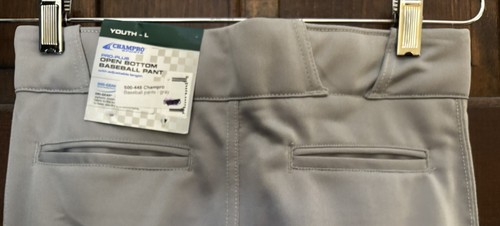 CHAMPRO OPEN BOTTOM BASEBALL PANTS SIZE YOUTH LARGE COLOR GRAY NEW WITH TAGS - Picture 5 of 7