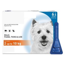 Flea & Tick Spot-On Treatment for Small Dogs (2–10kg) – 6 Pipettes Up to 6 Month