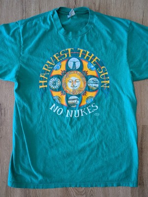 VINTAGE 1990s ''HARVEST THE SUN - NO NUKES'' Environmental Activist T Shirt LARGE