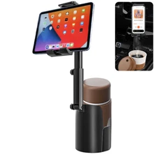 2-in-1 Cup Holder Phone Holder Mount Adjustable for 4-11.9" Tablet iPad iPhone