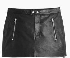 RAG  BONE Jean Nora Black Moto Mini Butter Soft Leather SKIRT 8 Size 28