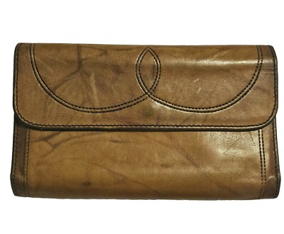 Vintage PRINCESS GARDNER Full Grain Cowhide Leather Clutch Wallet Kiss Lock 