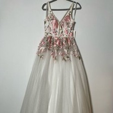 Colors Blush pink white gorgeous formal wedding prom evening dress size 8