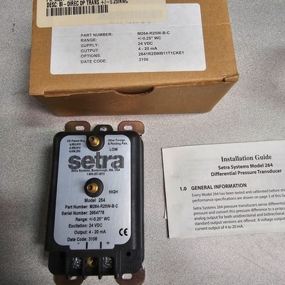 Setra Differential Pressure Transducer #M264-R25W-B-C