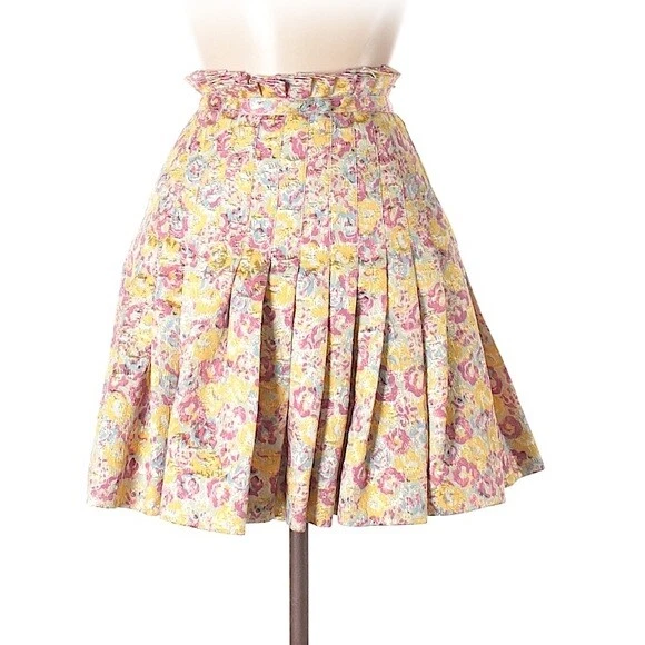 Minifalda plisada floral turquesa lavanda rosa metalizada de Zac Posen XS 3 Foto 2 de 4