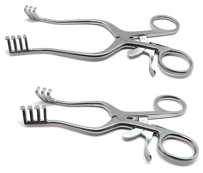 2-Piece Surgical Weitlaner Retractor Set: 5.5" & 7" Blunt 3x4 Prongs - Premium Instruments