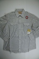 Mens Wrangler White Gray Long Sleeve Button Up Shirt NEW NWT