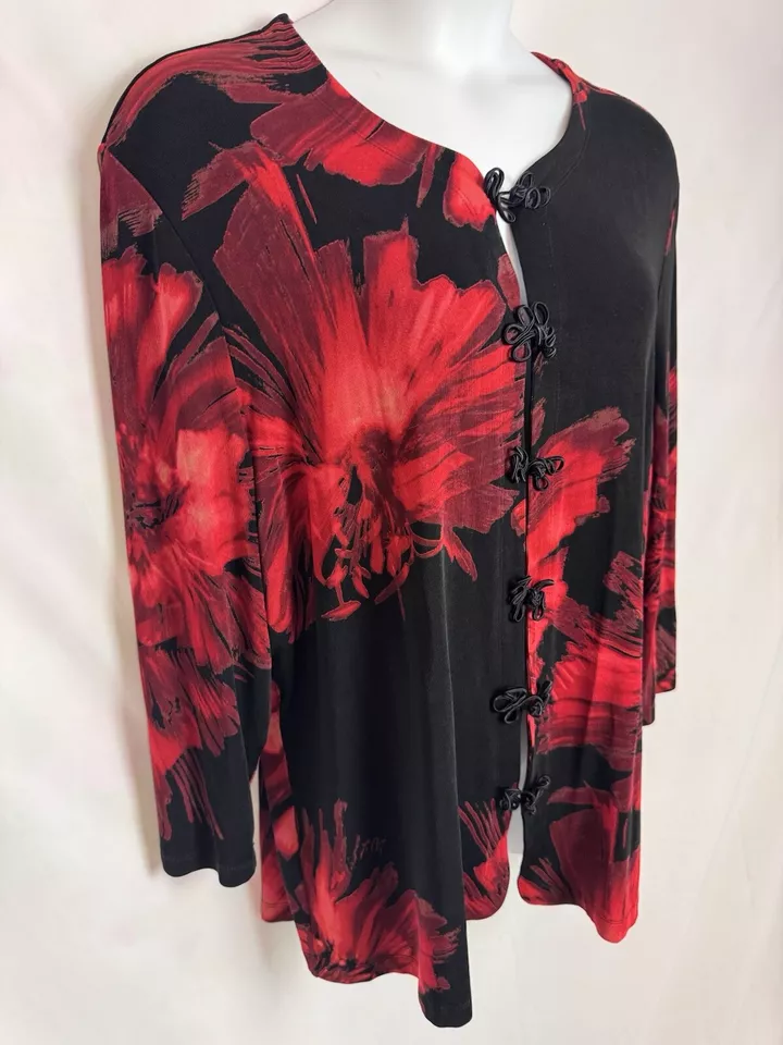 Vikki Vi Floral Kimono Jacket Womens 2X Open Front Cardigan - Image 4 of 4