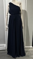 Lulus Dress Womens Large Lovely Endings Maxi Blue One Shoulder Cut Out Wedding