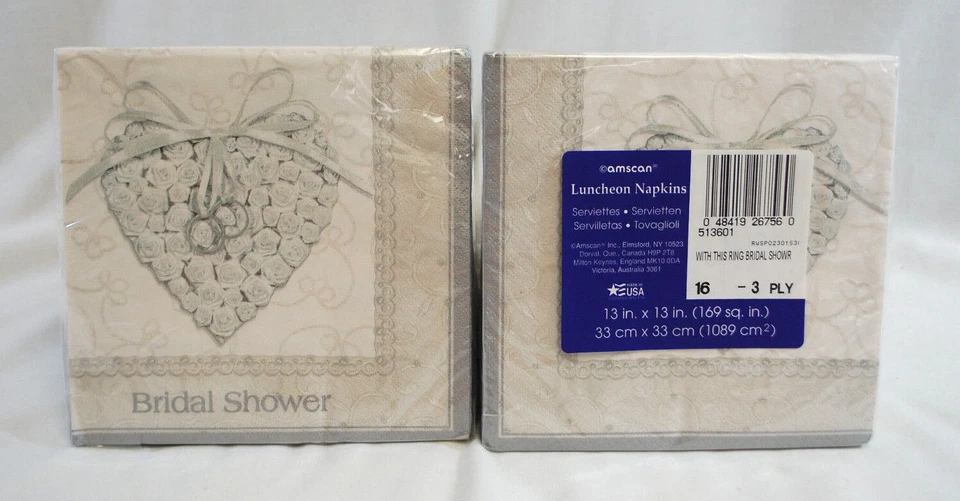 Servilletas de Ducha Nupcial Diseño Vintage 13" Cuadradas Blanco Lote de 18 Paquetes S4380 Foto 2 de 4