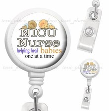 NICU Nurse Clip On Id Badge Reel Retractable Nursing Work Identification Holder