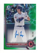 JOE LAMPE 2022 BOWMAN DRAFT CHROME ON CARD AUTO GREEN REFRACTOR 76/99 S350