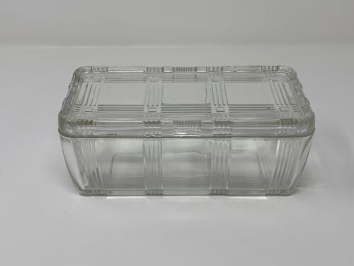Vintage Ribbed Anchor Hocking 8X4" Glass Refrigerator Dish w/Lid