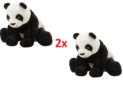 2x IKEA KRAMIG 30cm Baby Panda Stofftier weiß/schwarz waschbar NEU