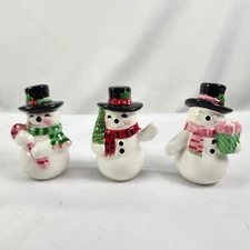 Set of 3 Retro Ceramic Snowman Christmas Figurines Target Wondershop 2023