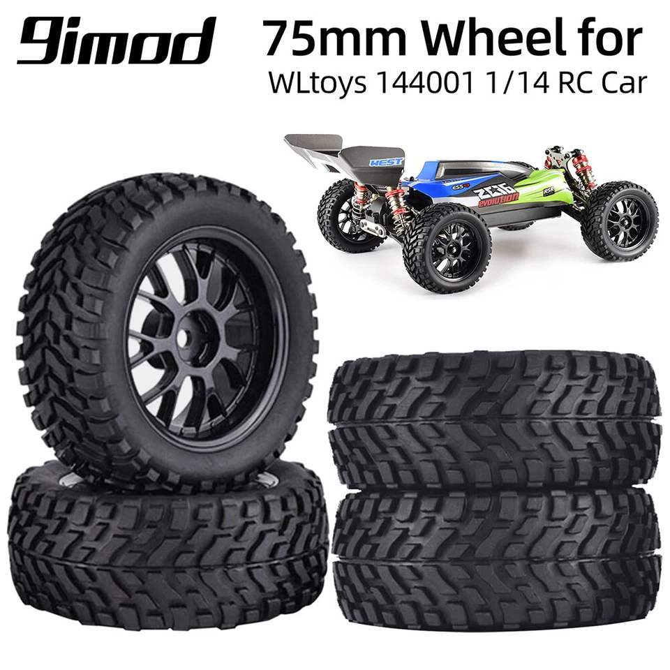 4 Stk 75 mm Offroad Buggy Reifen Rad 12 mm Sechskantnaben für 1/10 RC Rennwagen - Bild 2 von 4